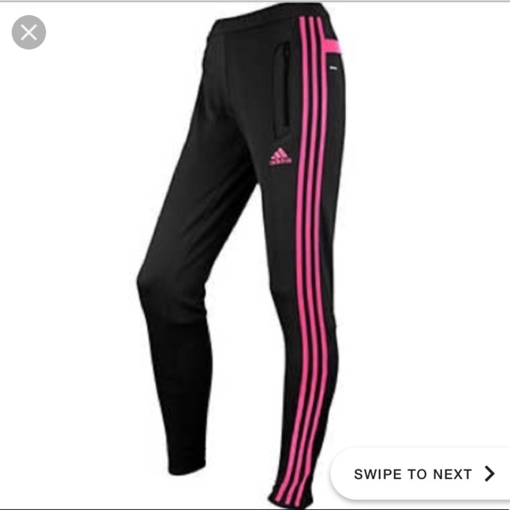 Adidas pink and black track pants